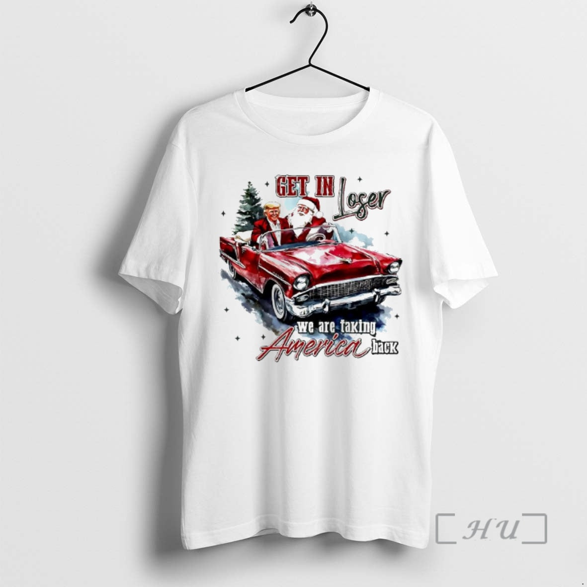 Trending Get In Loser We Are Taking America Back Trump Santa Premium T Shirts Sweater