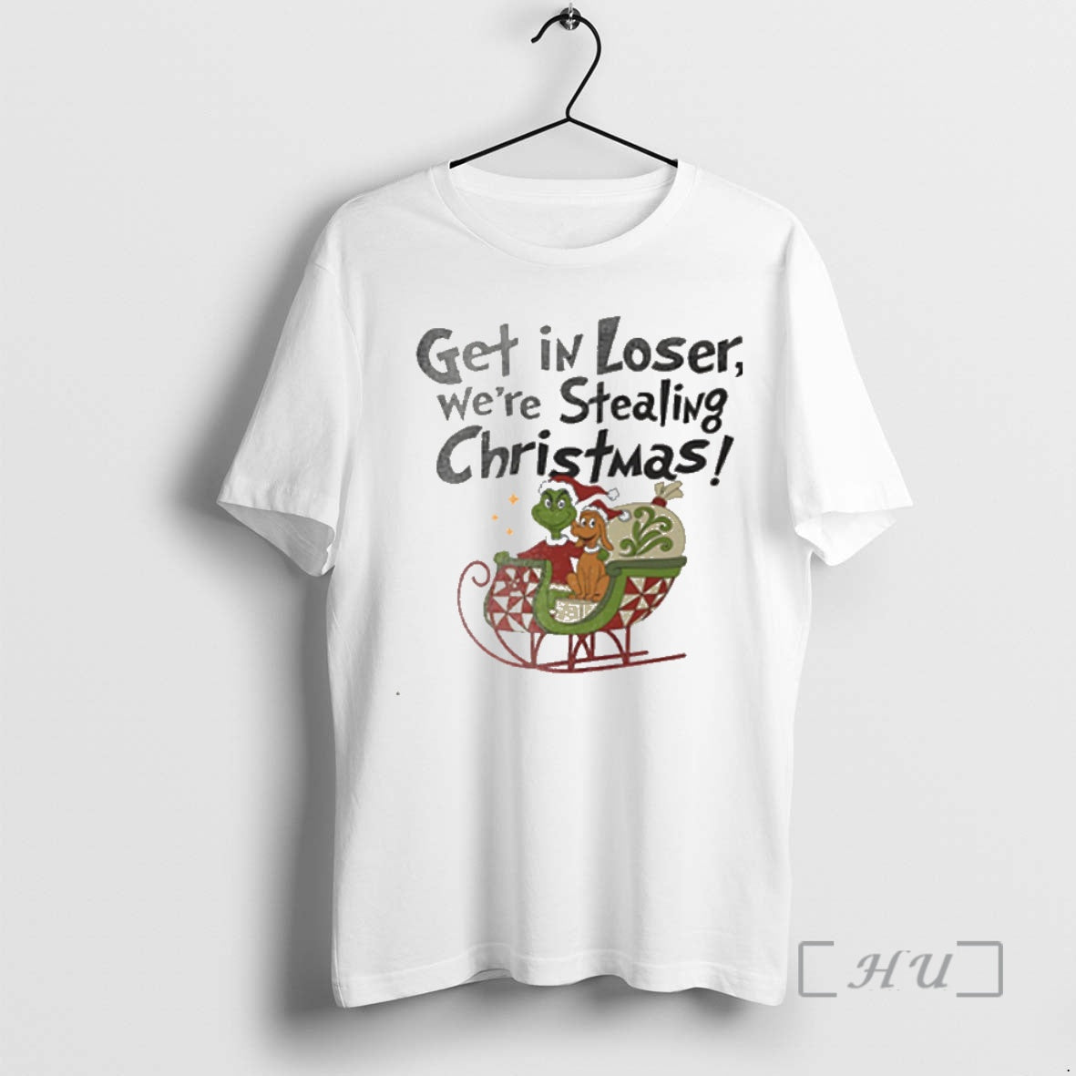 Trending Grinch And Max Get In Loser Were Stealing Christmas Premium T Shirt Sweater