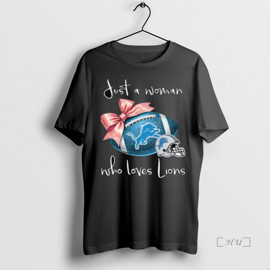 Trending Just A Woman Who Loves Detroit Lions Pink Bow 2025 Long Sleve