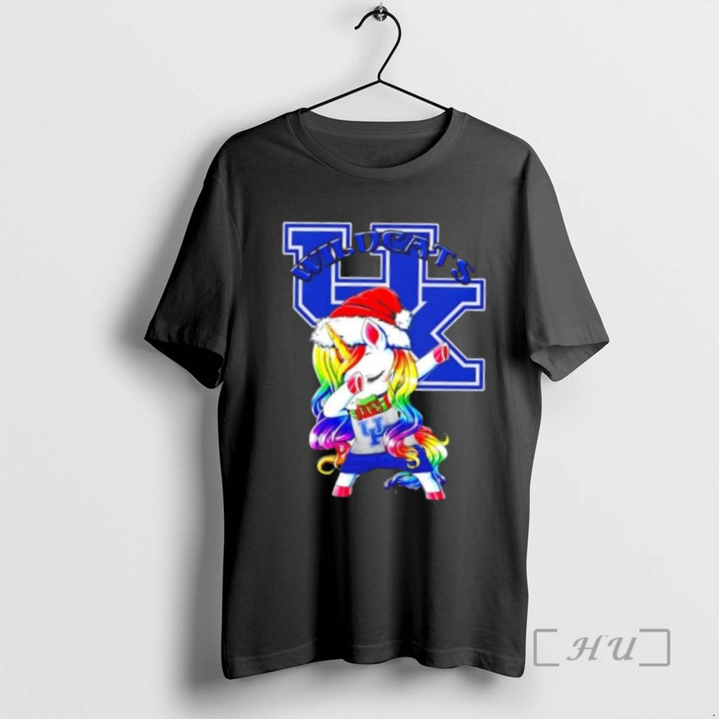Trending Kentucky Wildcats Football X Unicorn Santa Hat Dabbing Merry Christmas Premium T Shirt Sweater