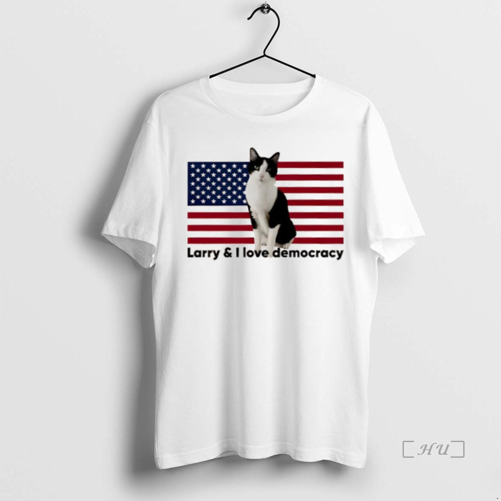 Trending Larry I Love Democracy American Flag Cat T Shirt Sweater