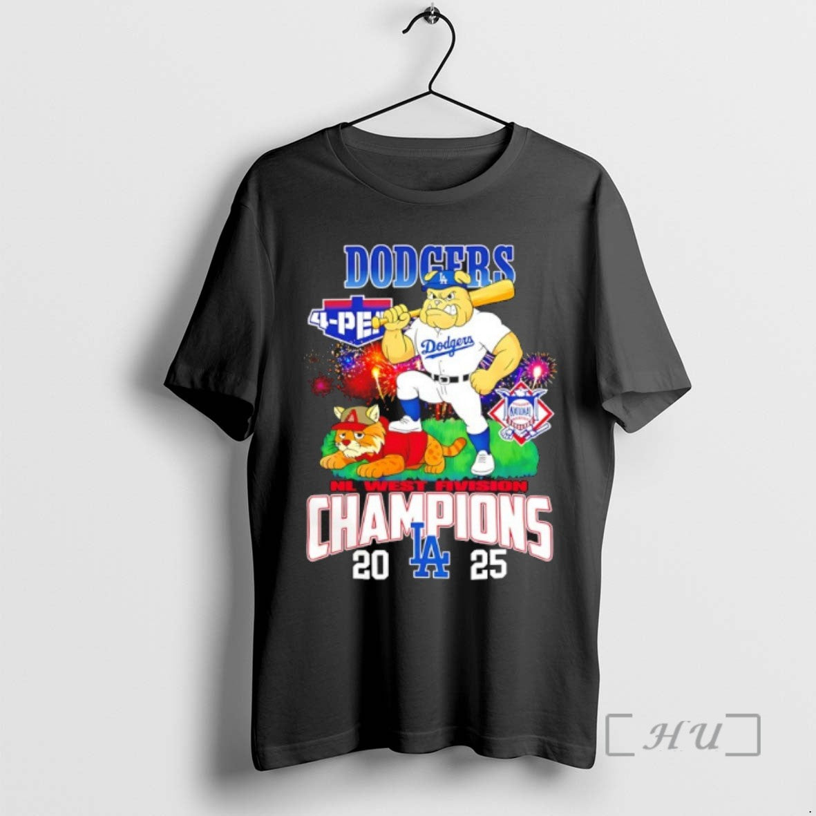 Trending Los Angeles Dodgers 4 Peat Nl West Division Champions 2025 Mascot T Shirts Sweater