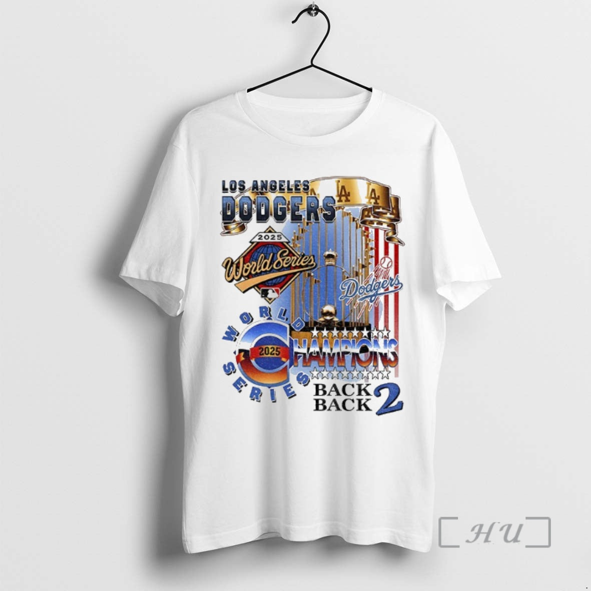 Trending Los Angeles Dodgers Trophy World Series Back 2 Back Champions 2025 Premium T Shirts