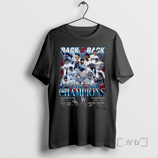 Trending Los Angeles Dodgers Baseball 2025 National League Champions Back To Back Signature T Shirts