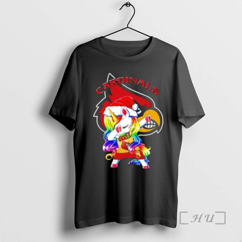 Trending Louisville Cardinals Football X Unicorn Santa Hat Dabbing Merry Christmas Premium T Shirt Sweater