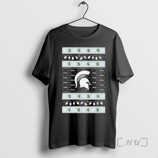 Trending Michigan State Spartans Ugly Christmas Light Premium T Shirt Sweater