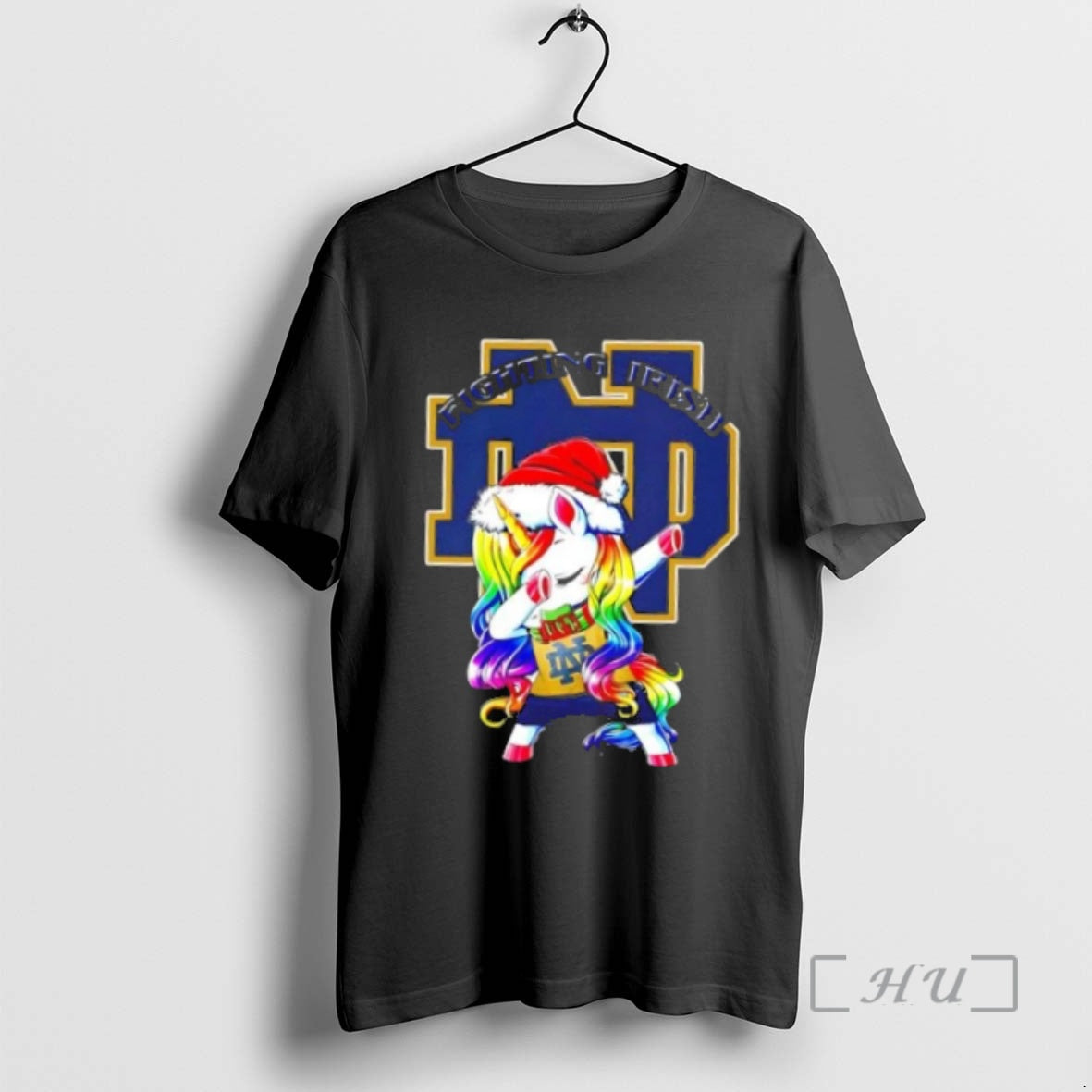 Trending Notre Dame Fighting Irish X Unicorn Santa Hat Dabbing Merry Christmas