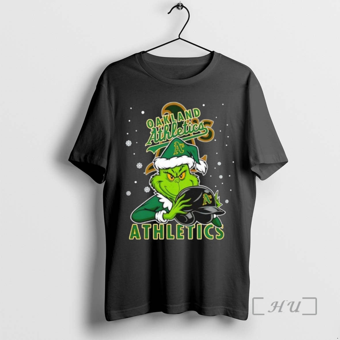 Trending Oakland Athletics Baseball Grinch Holding Helmet Christmas Tee Shirts Sweater