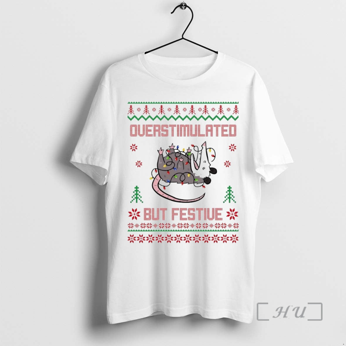 Trending Opossum Overstimulated But Festive Christmas Premium T Shirt Sweater
