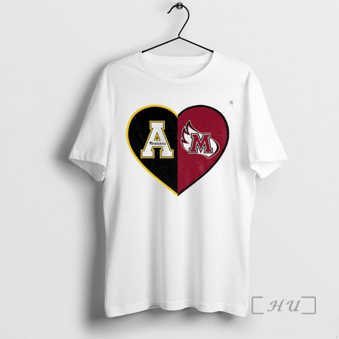 Trending Personalized Split Heart Appalachian State Mountaineers Meredith College Angels Logo Premium T Shirts Sweater