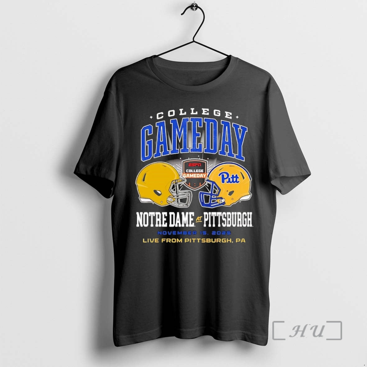 Trending Pitt Panthers Vs Notre Dame Fighting Irish College Gameday Helmet Matchup Premium T Shirts