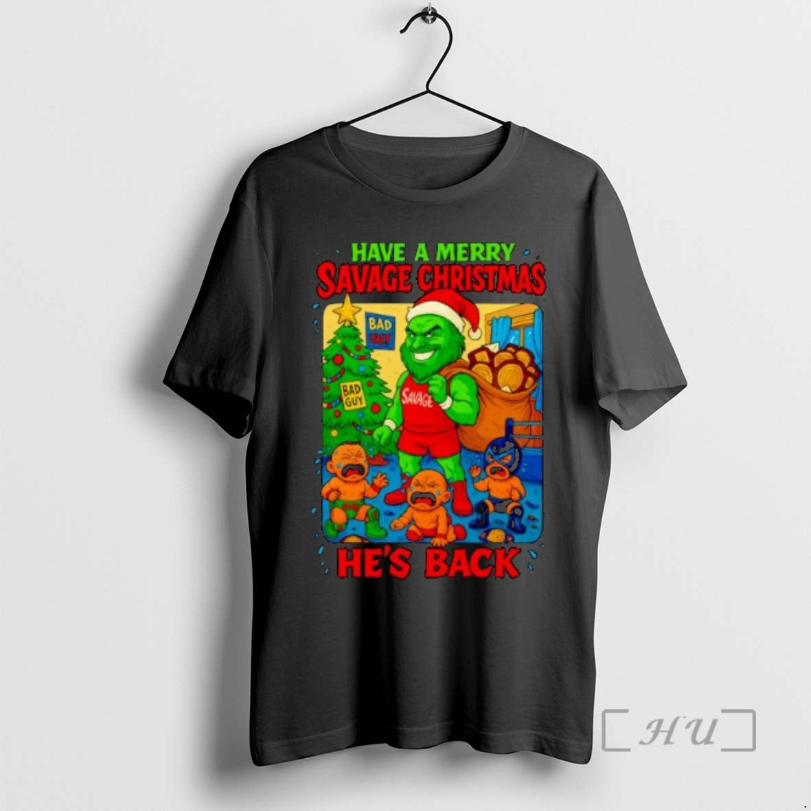 Trending Pj Savage Santa Have A Merry Savage Christmas Hes Back Ornaments Premium T Shirts