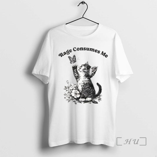 Trending Rage Consumes Me Cute Cat Meme Vintage Tee Shirts Sweater