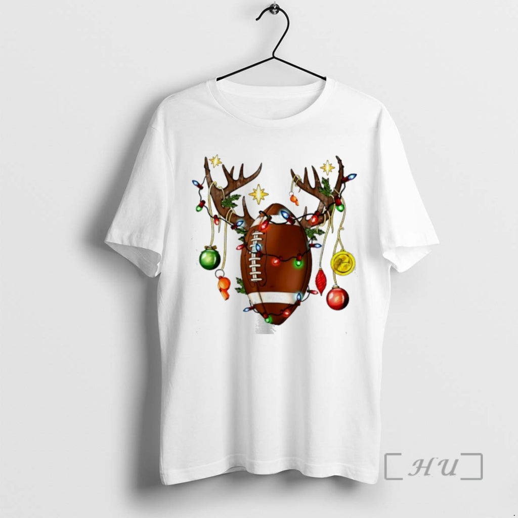 Trending Reindeer Football Christmas Lights Tee Shirts Sweater
