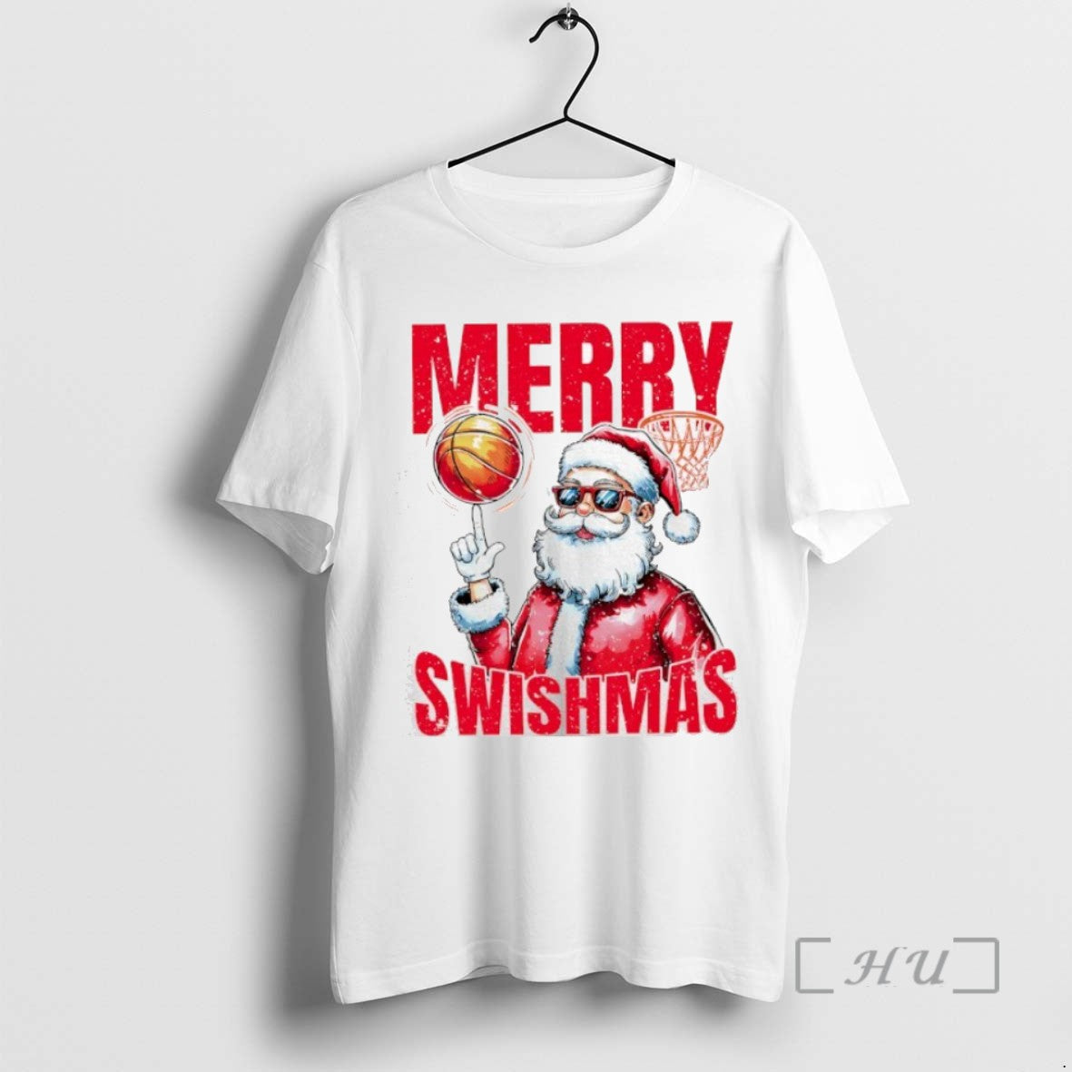 Trending Santa Basketball Player Merry Swishmas Christmas Tee Shirts Sweater