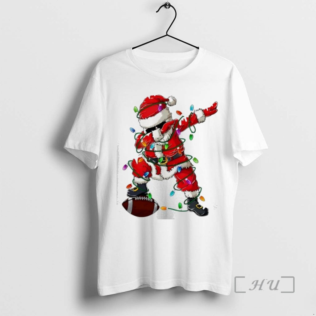 Trending Santa Dabbing Football Christmas Lights Tee Shirts Sweater