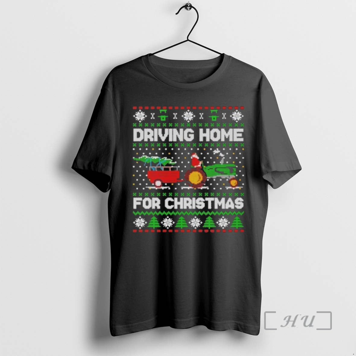 Trending Santa Tractor Driving Home For Christmas Ugly Christmas Sweat Premium T Shirt Sweater