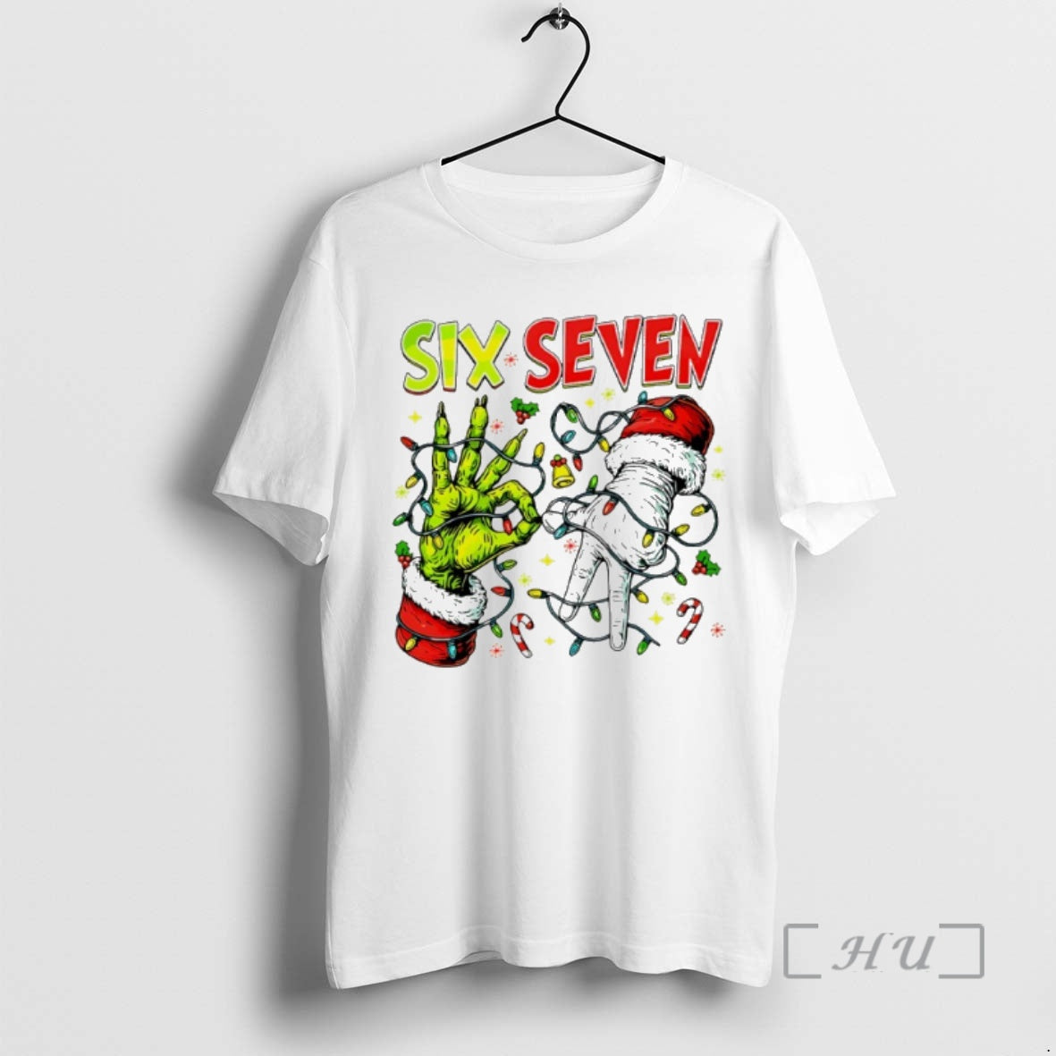 Trending Six Seven Grinch Hand Lightning Christmas