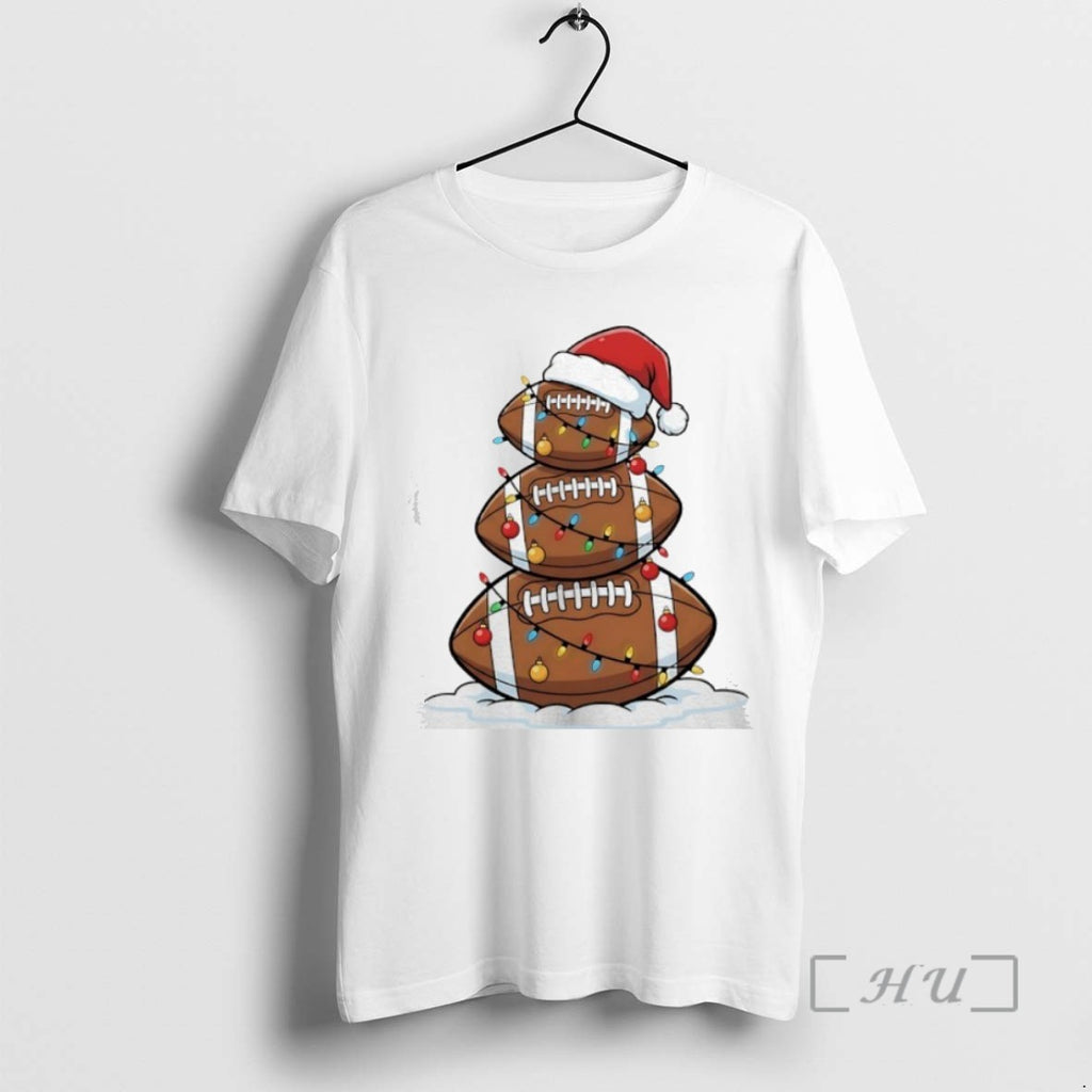 Trending Snowman Football Santa Hat Christmas Lights Tee Shirts Sweater