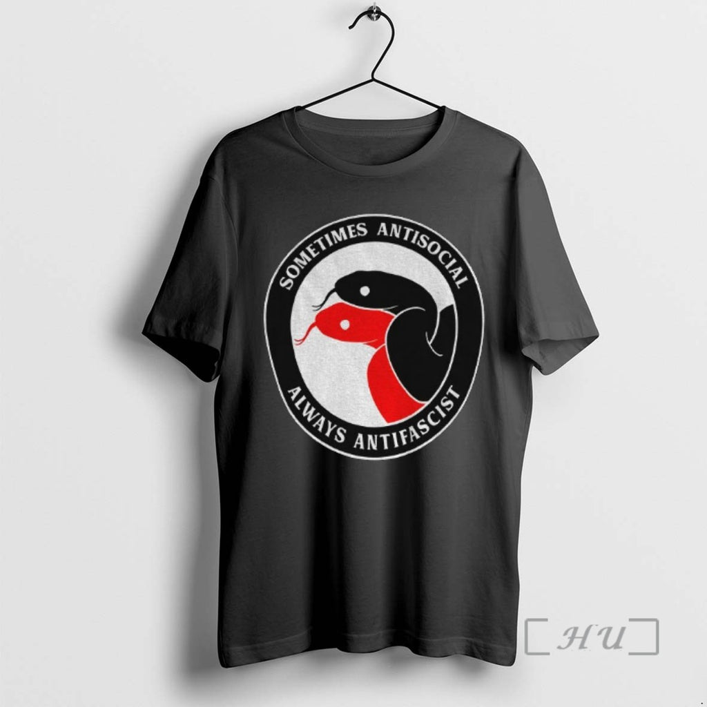 Trending Sometimes Antisocial Always Antifascist Snakes Logo Tee Shirts Sweater
