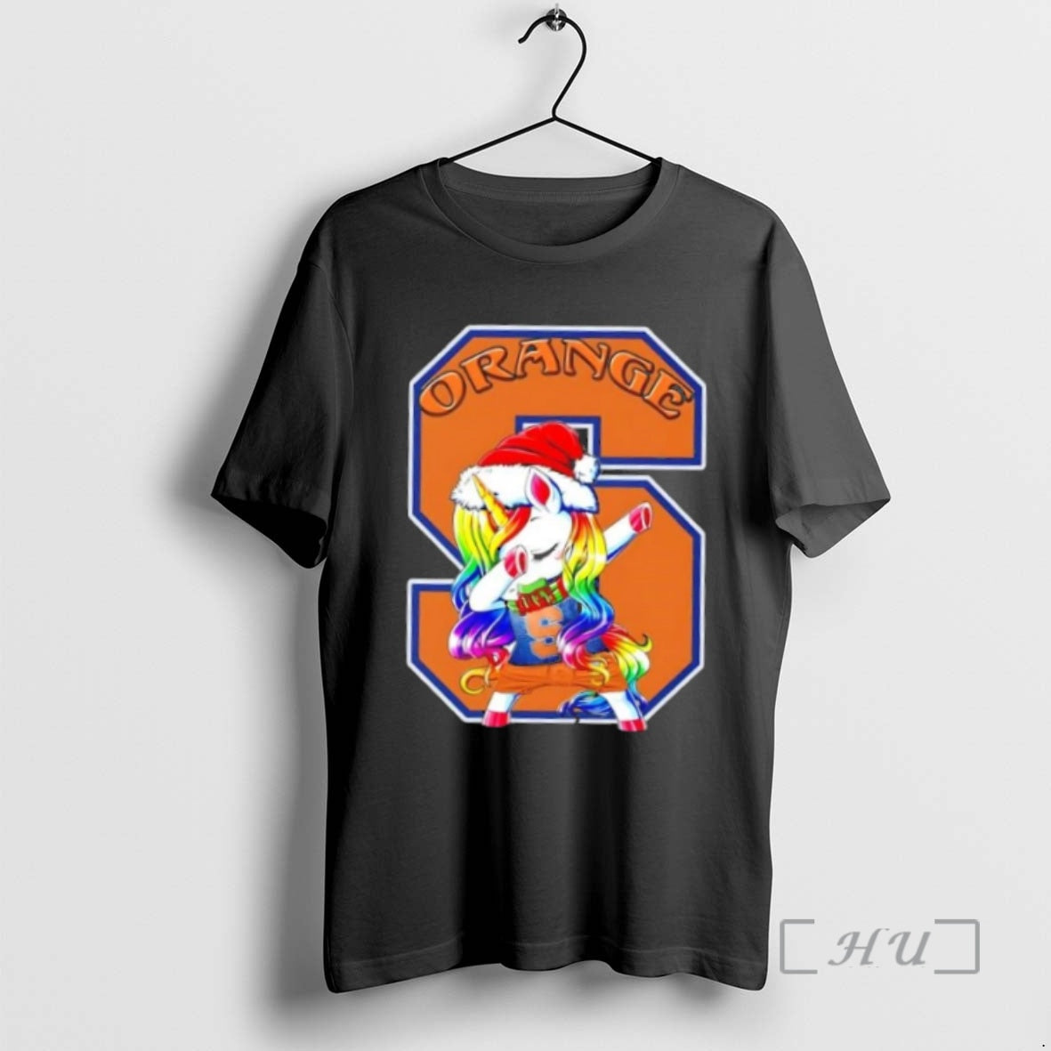 Trending Syracuse Orange Football X Unicorn Santa Hat Dabbing Merry Christmas Premium T Shirt Sweater