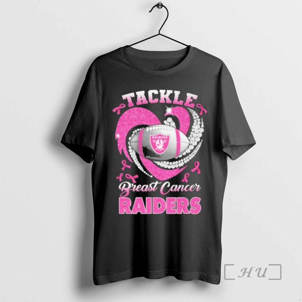 Trending Tackle Breast Cancer Raiders Heart Ball Logo Premium T Shirt Sweater