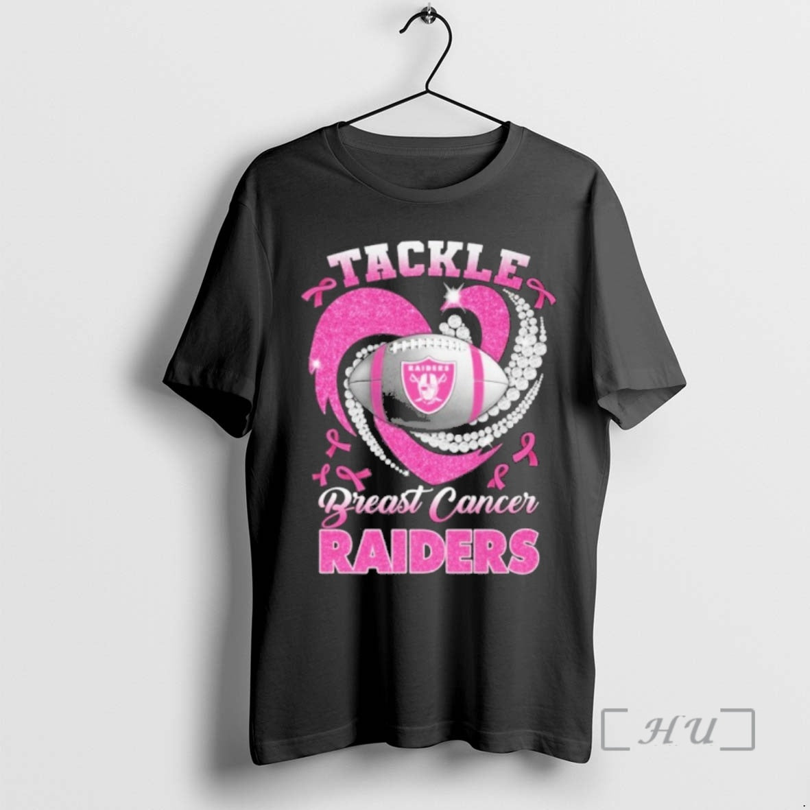 Trending Tackle Breast Cancer Raiders Heart Ball Logo Premium T Shirt Sweater