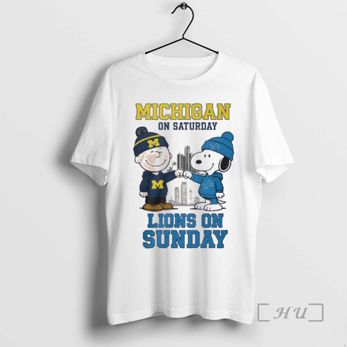 Trending The Peanuts Fist Bump Michigan On Saturday And Lions On Sunday Premium T Shirts