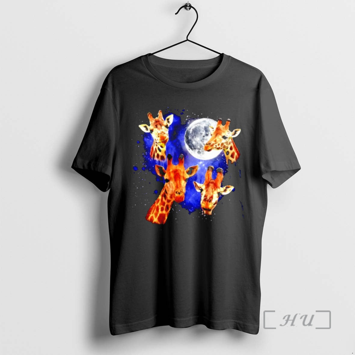 Trending Three Giraffe Retro Graphic Moon
