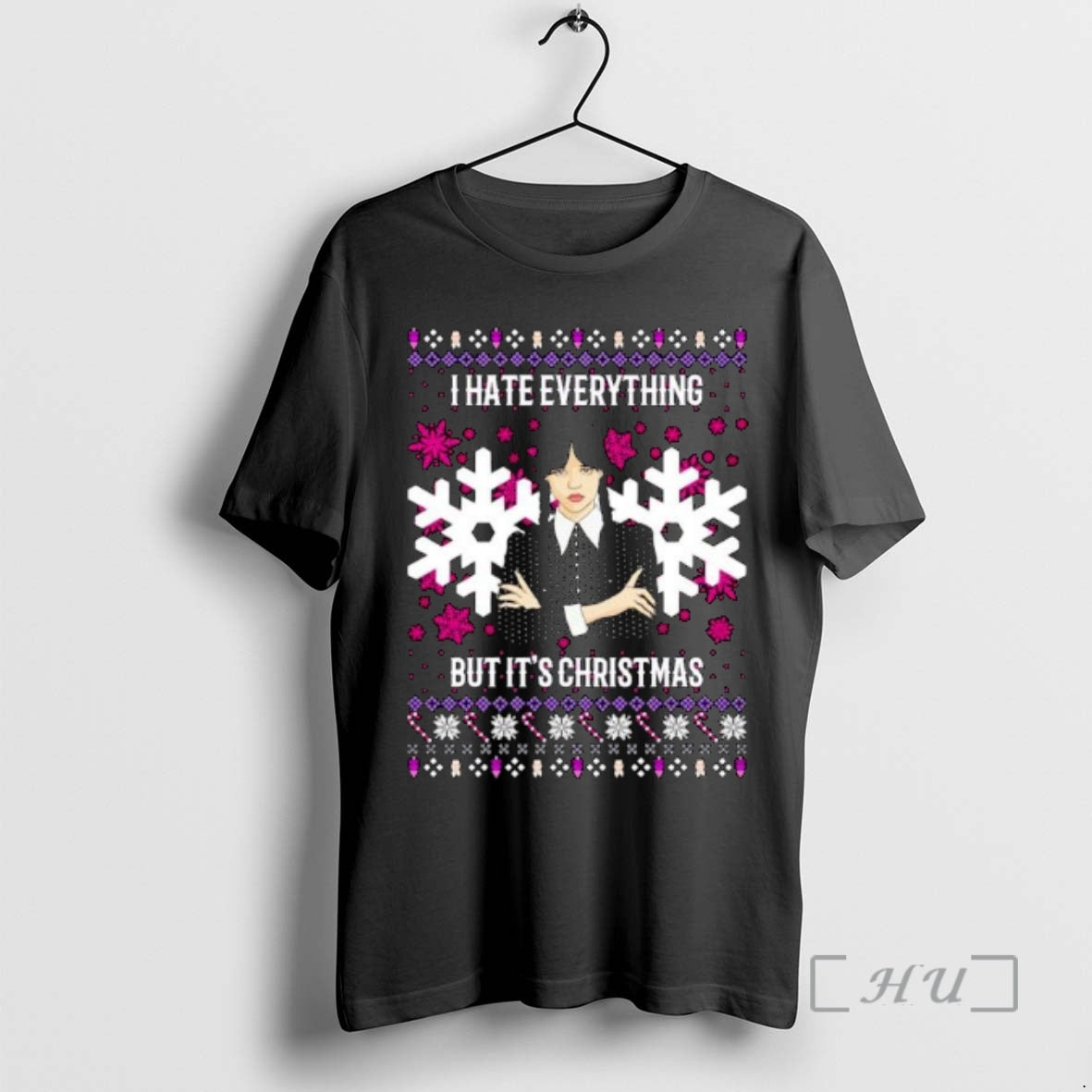 Trending Wednesday Addams I Hate Everything But Its Christmas Ugly Christmas Ornaments Premium T Shirts