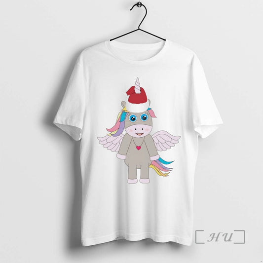 Trending Winged Unicorn Santa Hat Pink Heart Holiday Christmas White