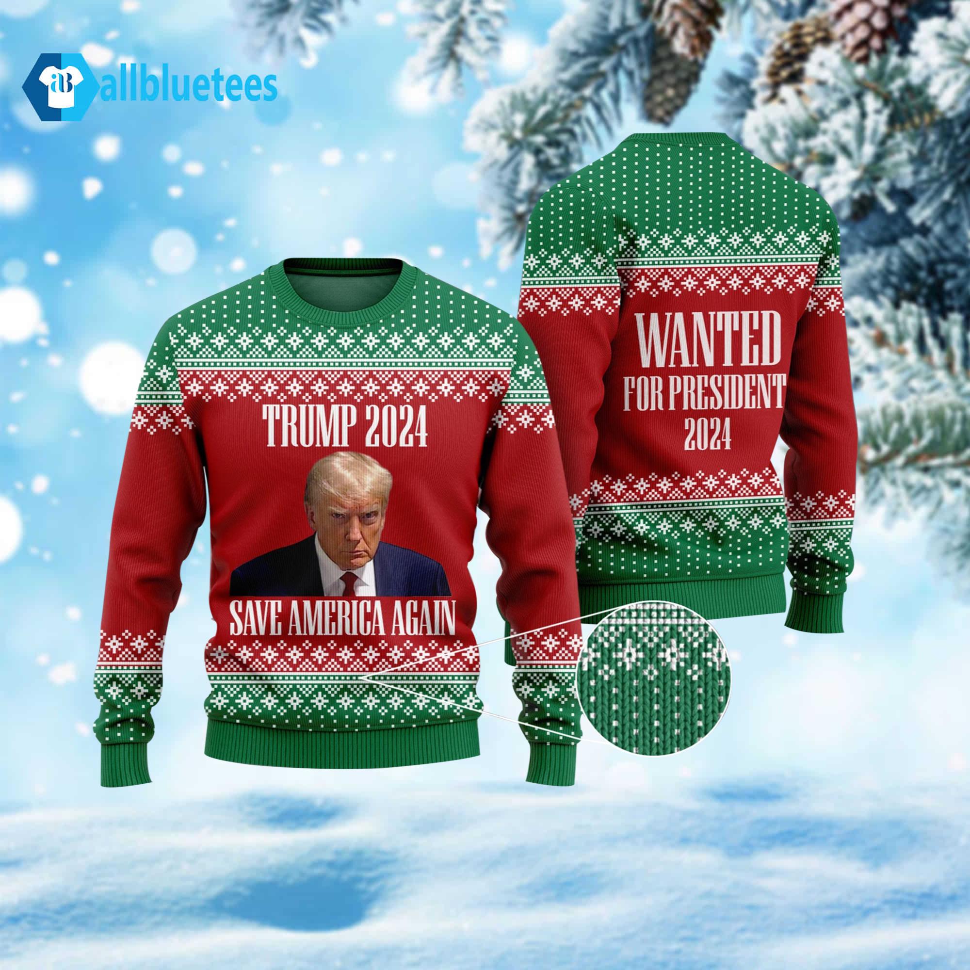 Trump 2024 Save America Again Ugly Christmas Sweater