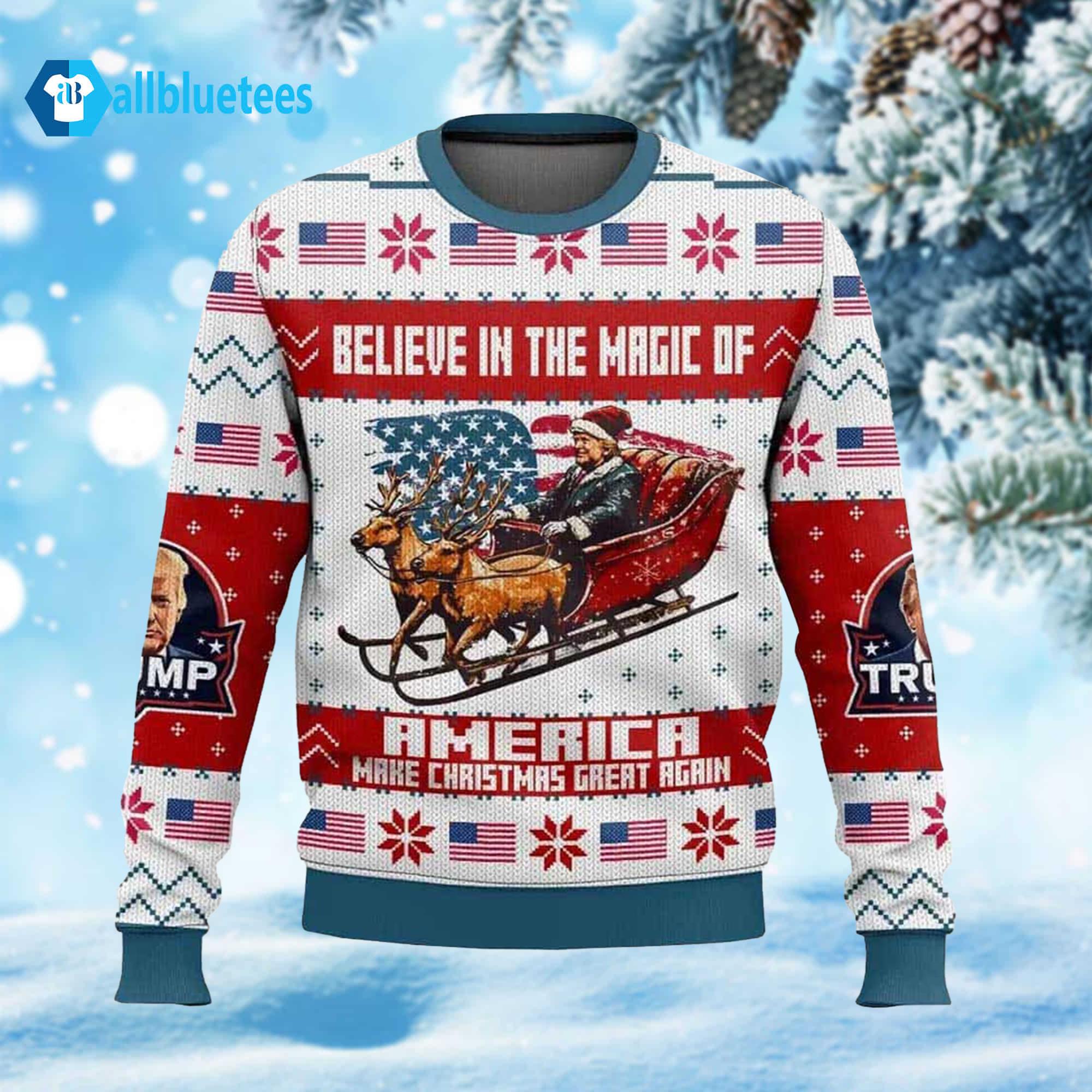 Trump Believe In The Magic Of America Ugly Christmas Sweater