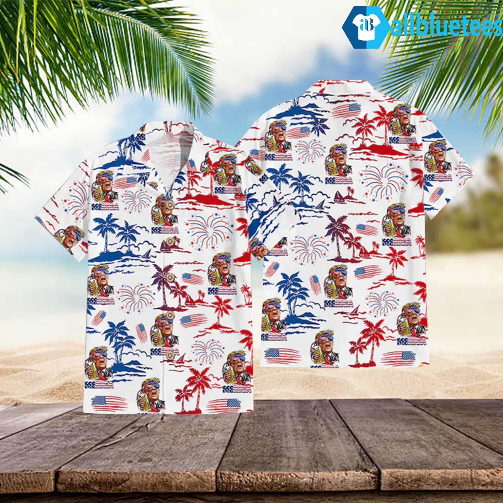 Trump Drink Beer 4th Of July Hawaiian Shirt