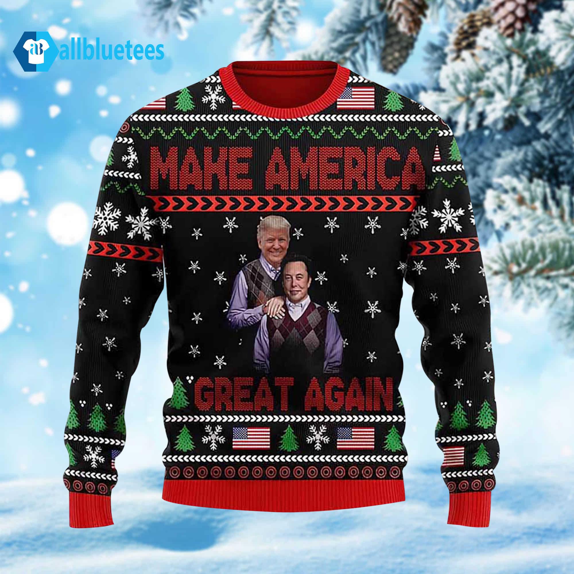 Trump Elon Musk Step Brothers Make America Great Again Ugly Christmas Sweater