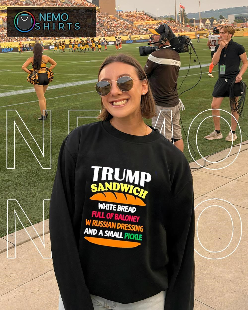 Trump Sandwich white bread full of baloney W Russian dressing and a small pickle graphic shirt