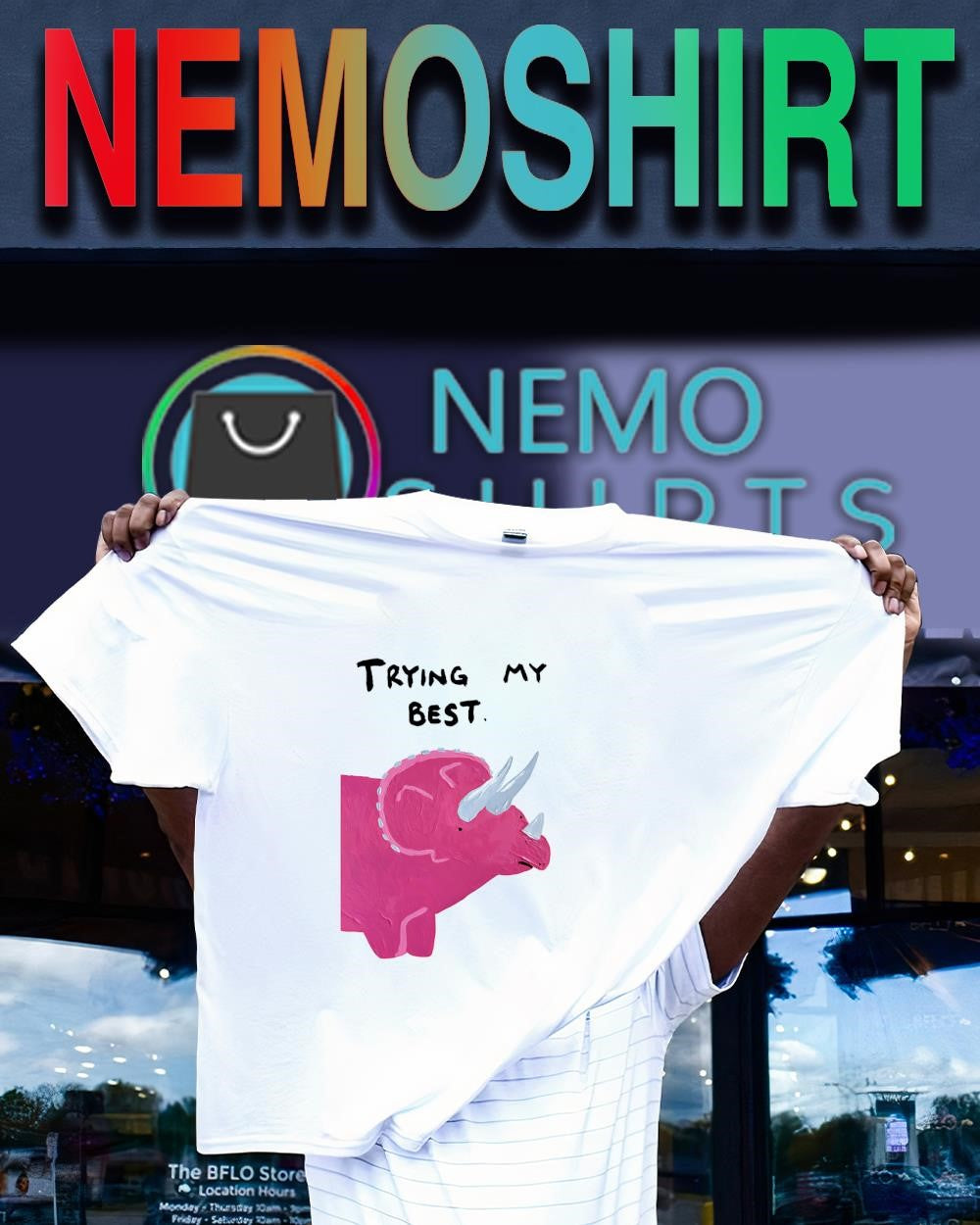Trying my best pink triceratop shirt