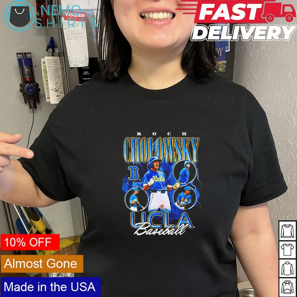 UCLA Bruins Roch Cholowsky baseball player collage graphic shirt