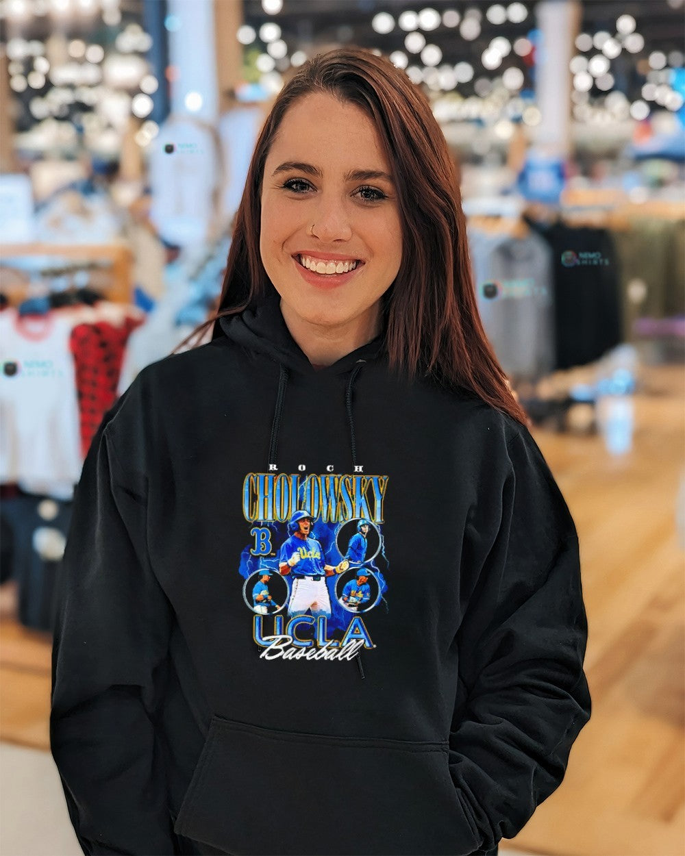 UCLA Bruins Roch Cholowsky baseball player collage graphic shirt