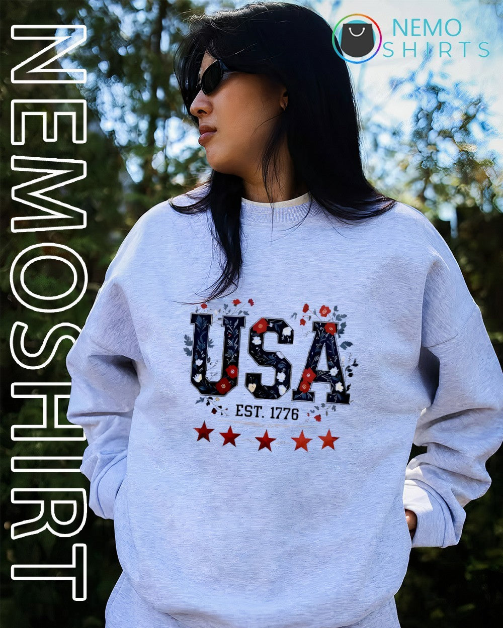 USA Est 1776 Floral graphic shirt