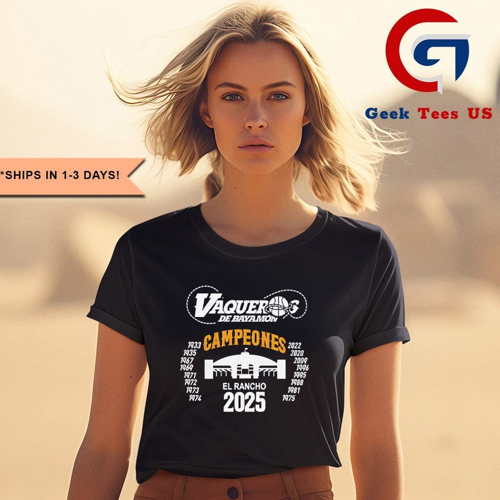 Vaqueros de Bayamon Champions Baloncesto Superior Nacional 2025 Stadium shirt