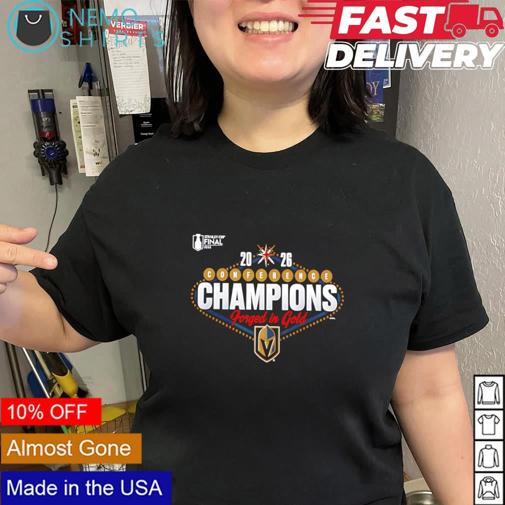 Vegas Golden Knights 2026 Conference Champions forged in gold logo shirt
