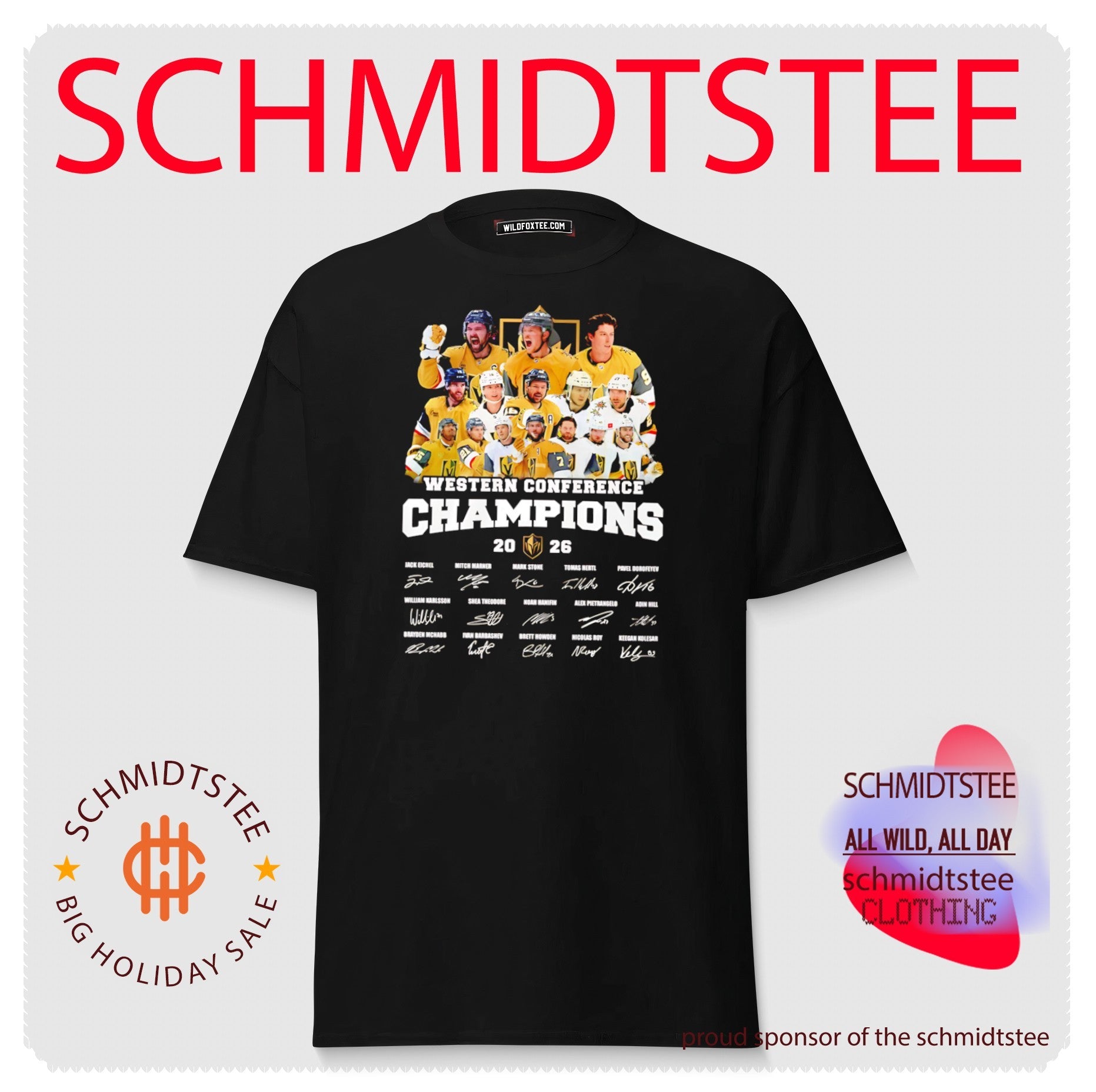 Vegas Golden Knights Western Conference Champions 26 all team signatures shirt