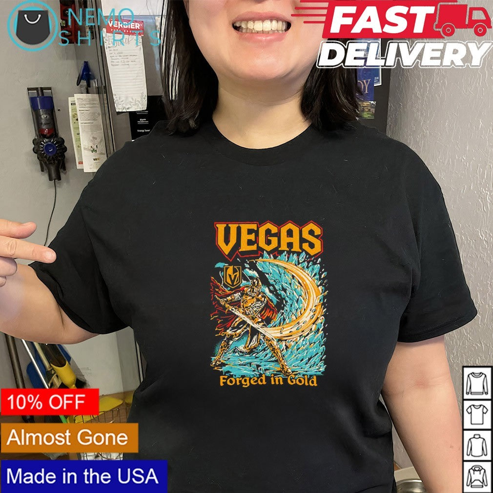 Vegas Golden Knights forged in gold slashing knight shirt
