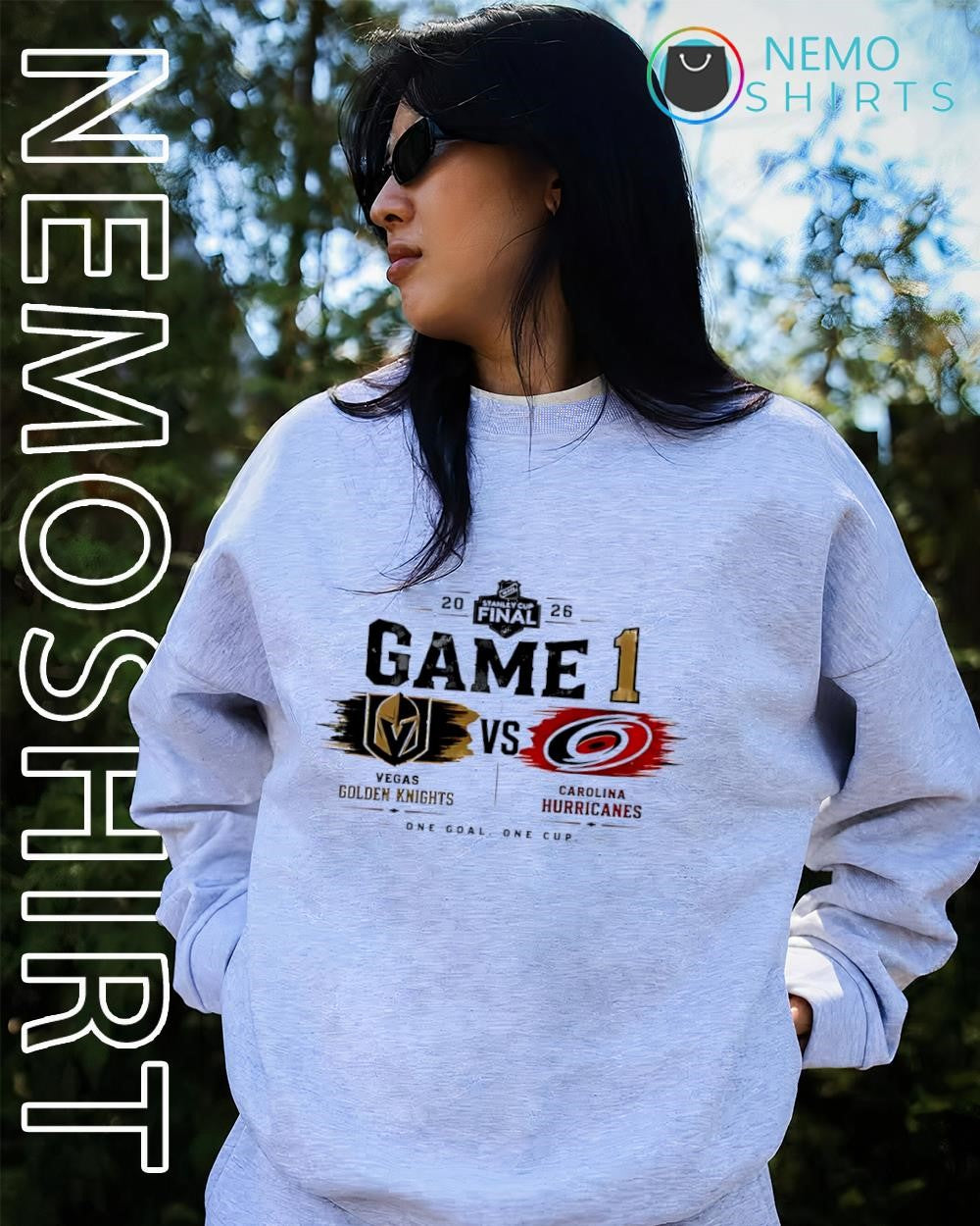 Vegas Golden Knights vs Carolina Hurricanes 2026 Stanley Cup Final Game 1 logos shirt