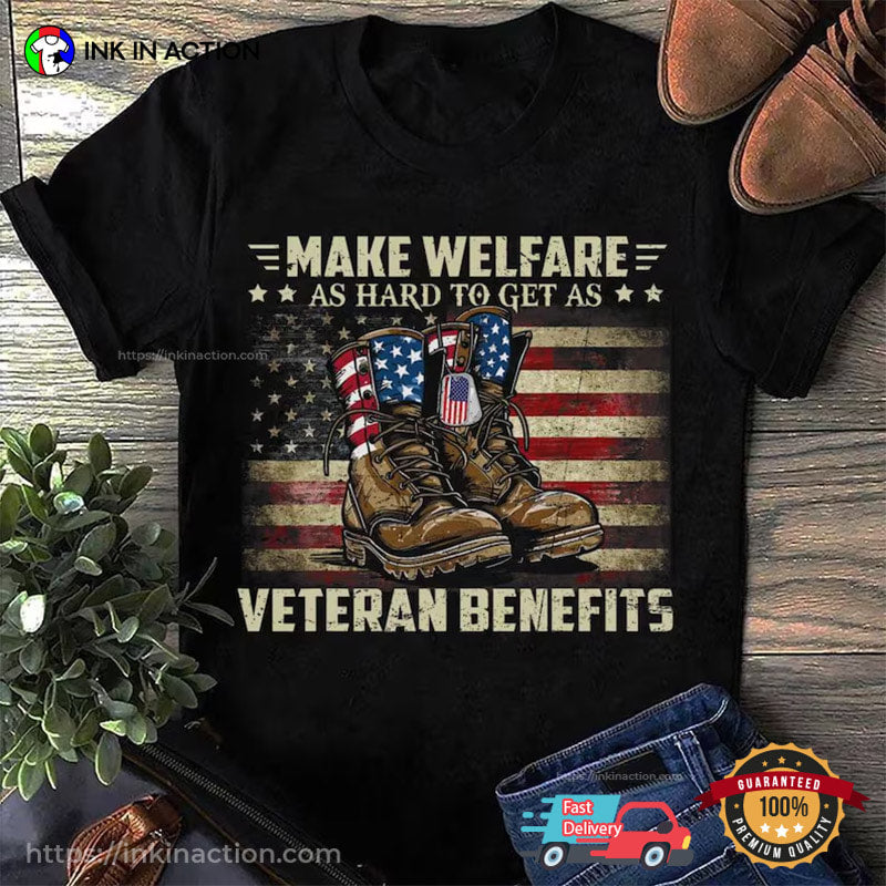Veteran Benefits, Military Boots American Flag Shirt