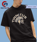 Veteran with a sign tinnitus skull shirt