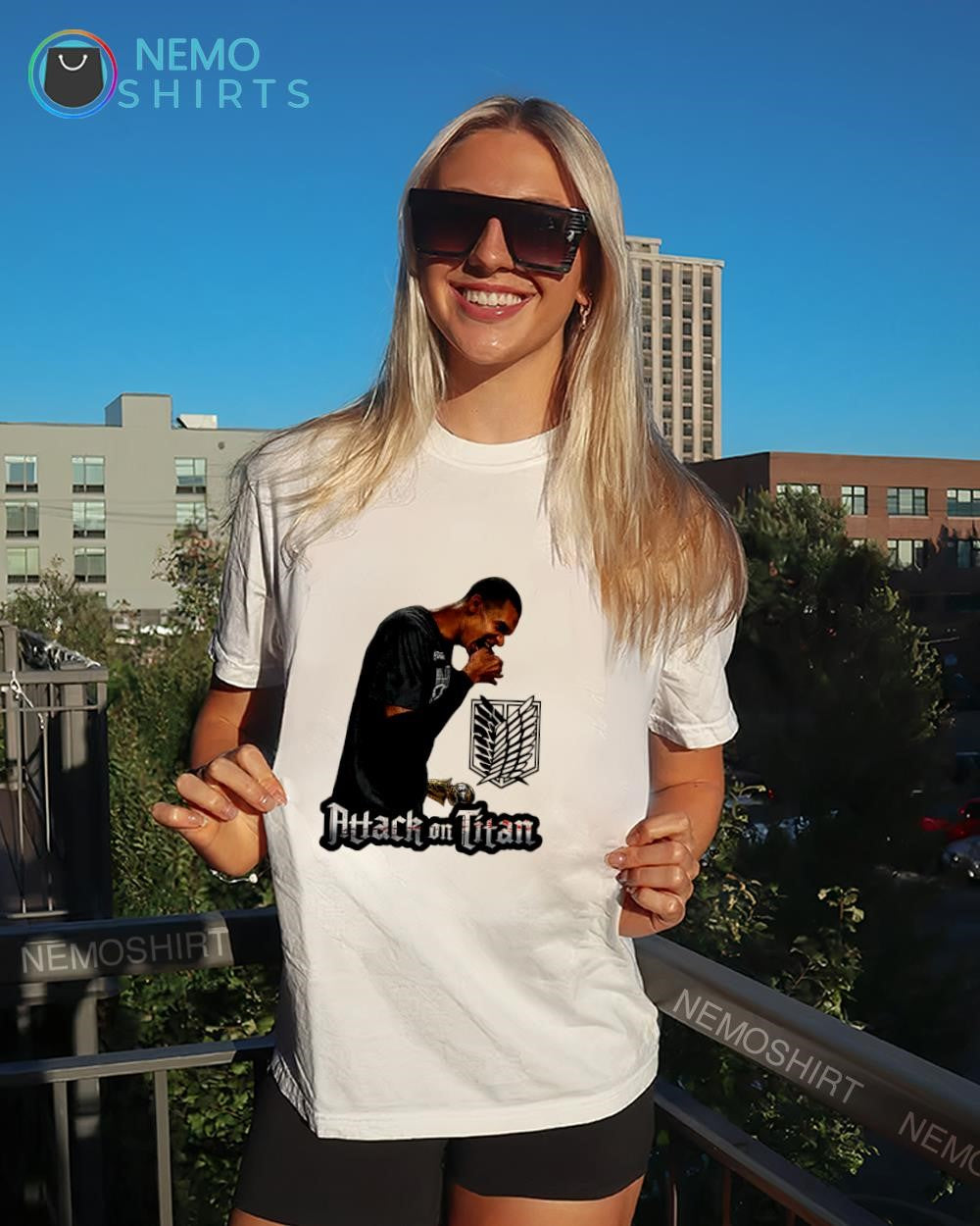 Victor Wembanyama NBA player Attack on Titan logo shirt