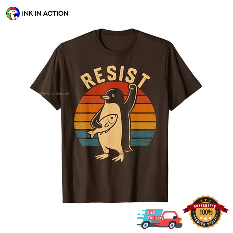 Vintage Penguin Resist Penguins Protest Against Tariffs T-shirt