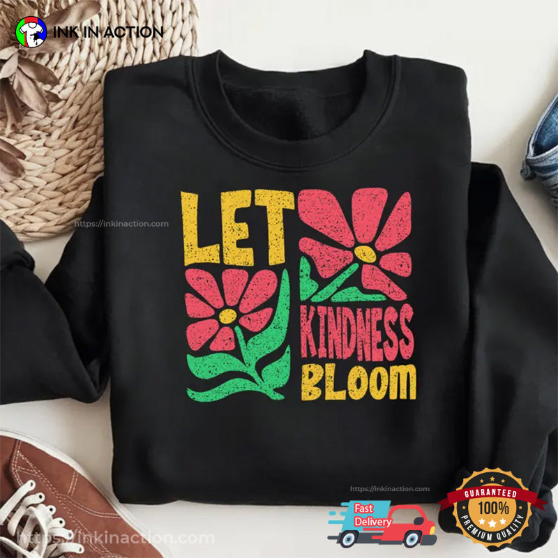 Vintage Let Kindness Bloom Positive Message Tee